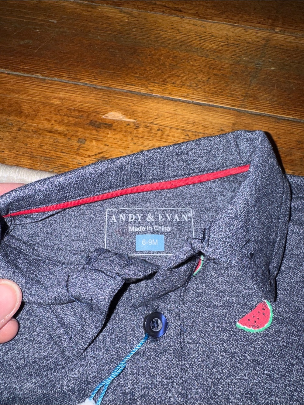 Andy & Evan Navy Romper with Red & Green Watermelon Motif - Picture 2 of 2